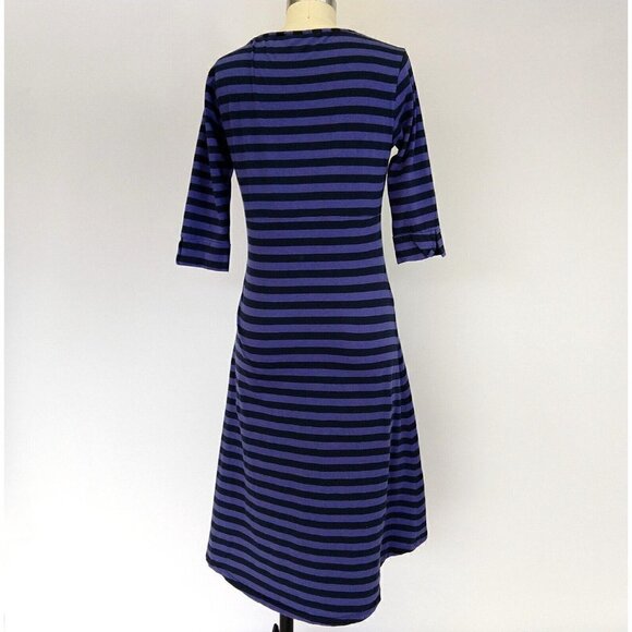 Horny Toad & Co. Stretchy Foxtrot Dress Size S Purple Blue Stripe Hi Low Hemline - Picture 6 of 10